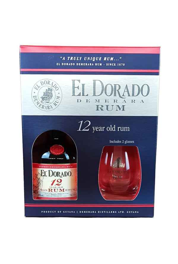 EL DORADO Confezione con bicchieri e 12 years Demerara Rum